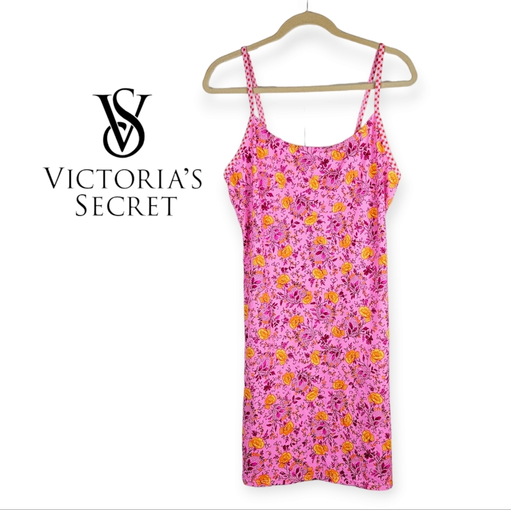 Victoria's Secret Pink Floral Chemise Slip Nightie XL